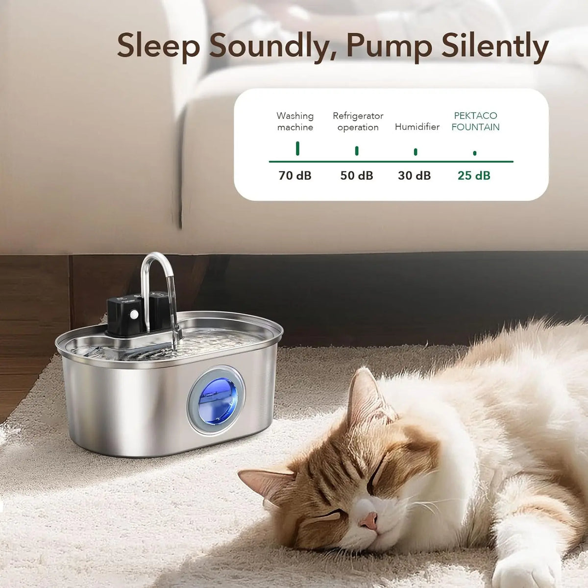 3L Wireless Stainless Steel Pet Water Fountain