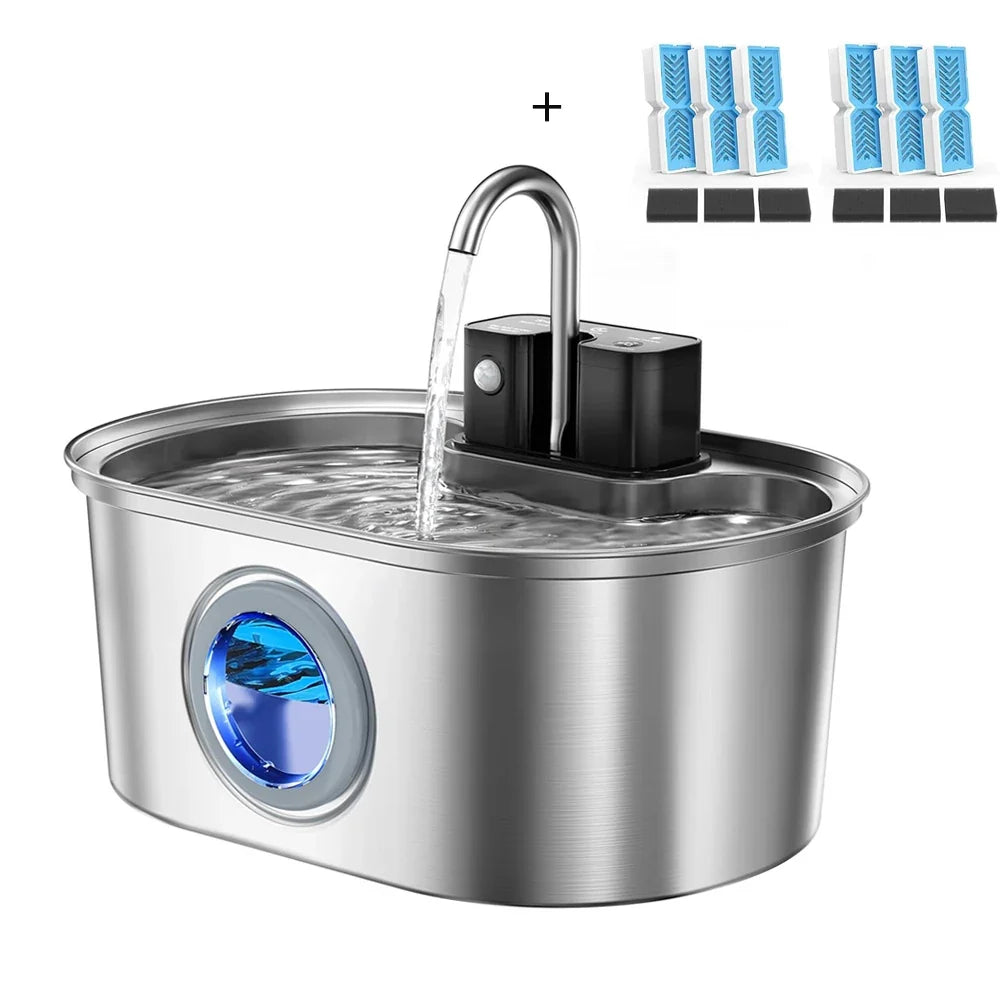 3L Wireless Stainless Steel Pet Water Fountain