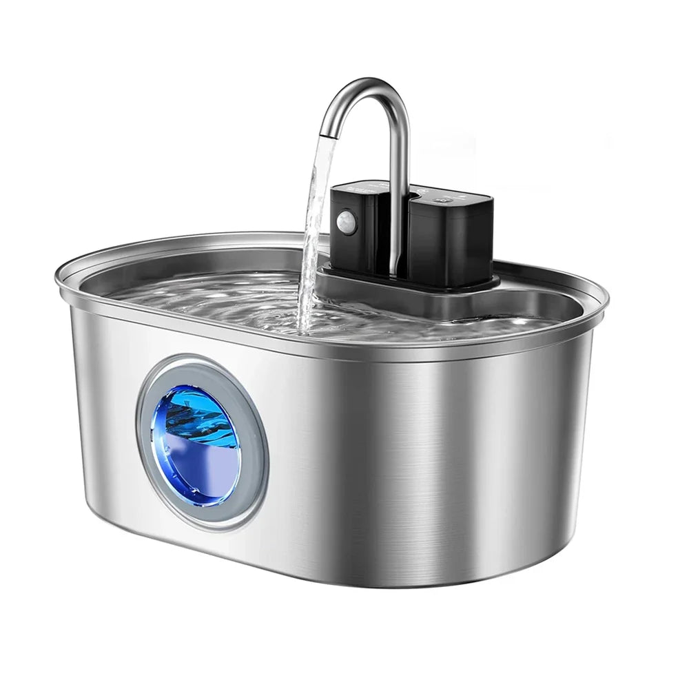 3L Wireless Stainless Steel Pet Water Fountain